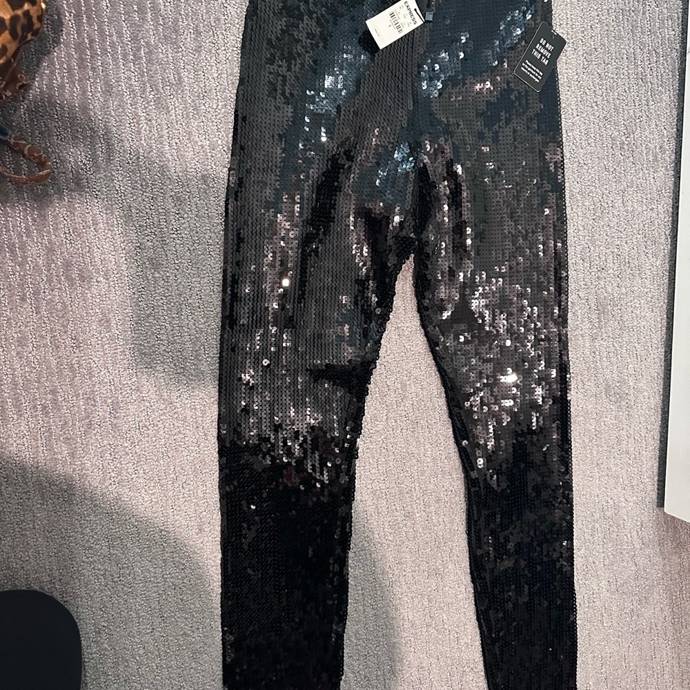 Express Black Sequin Kids Leggings